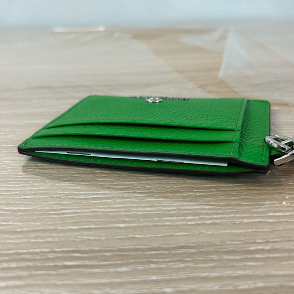 Michael Kors Leather Jet Set Charm Small ID Chain Card Holder Palm Green New - Picture 16 of 16